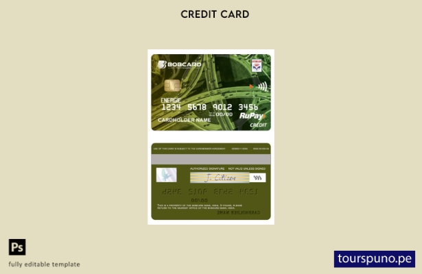 listo para imprimir plantilla Bobcard de crédito HPCL Energie RuPay de India